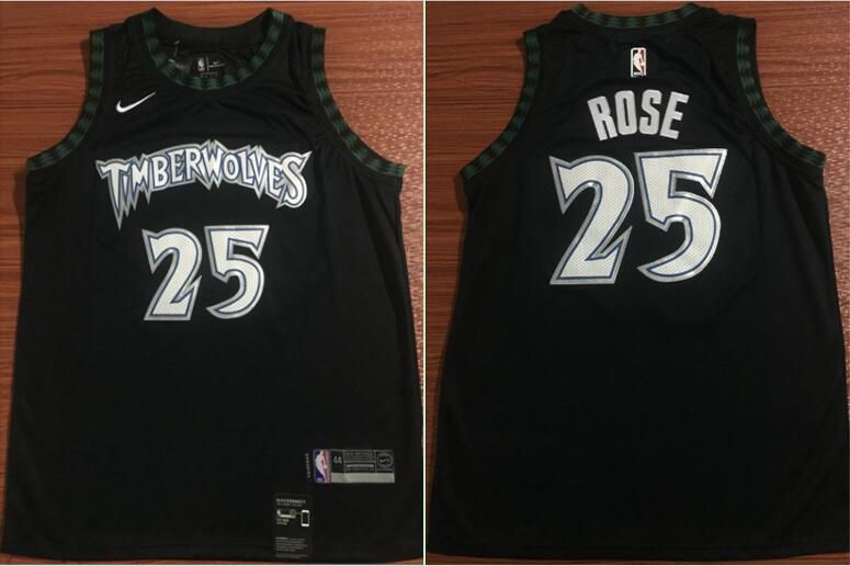 Men Minnesota Timberwolves #25 Rose Black Nike NBA Jerseys